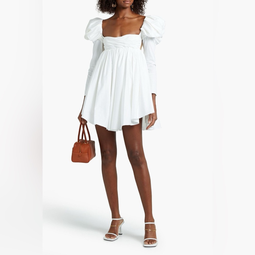 KHAITE Tracy crystal-embellished ruched tulle and cotton-sateen dress SIZE 2